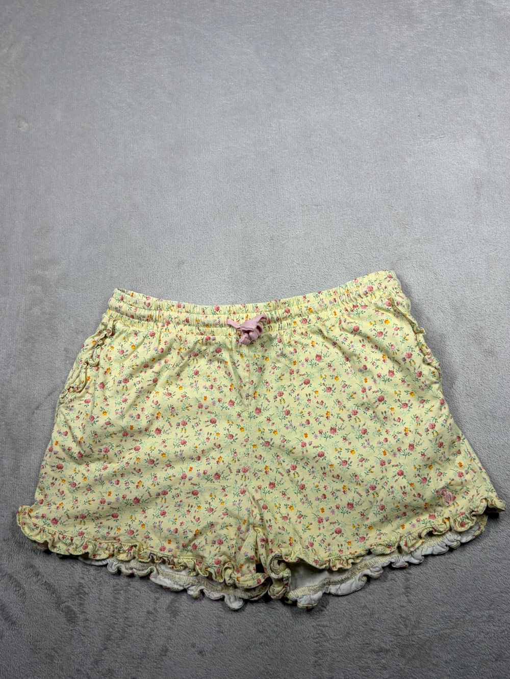 Polo Ralph Lauren Girl’s Ditzy Floral Yellow Ruffle 100% Cotton Shorts Size L